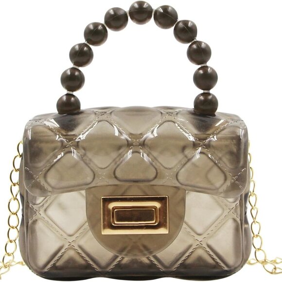 Adorable Mini Jelly Purse for Girls - Transparent Crossbody with Pearl Handle - Picture 1 of 7